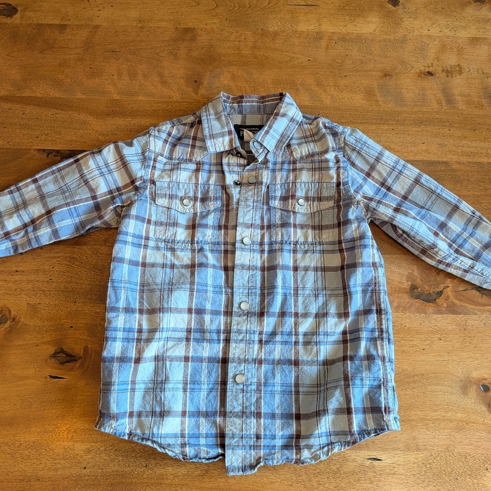 The Children's Place Toddler Boy's Button Up Plaid Collared Shirt, Size 4T